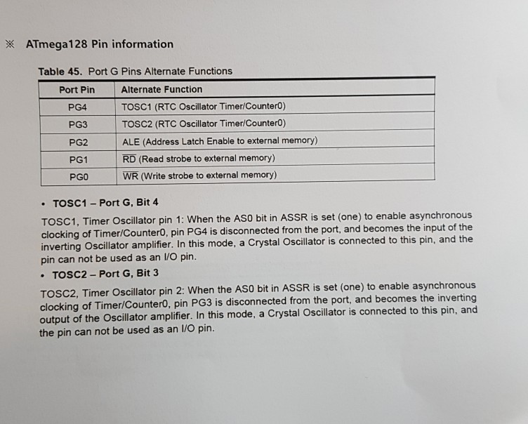 microcontrollers with Timer/Counter Oscillator pins (TOSC1 and TOSC2), the crystal is connected