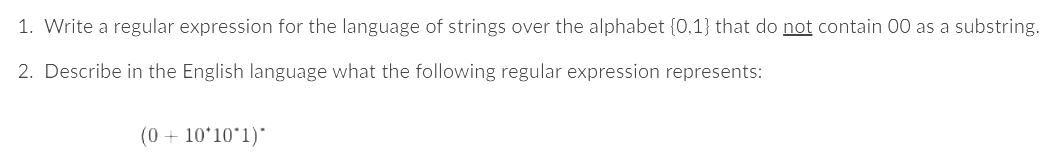  1. Write a regular expression for the language of strings over