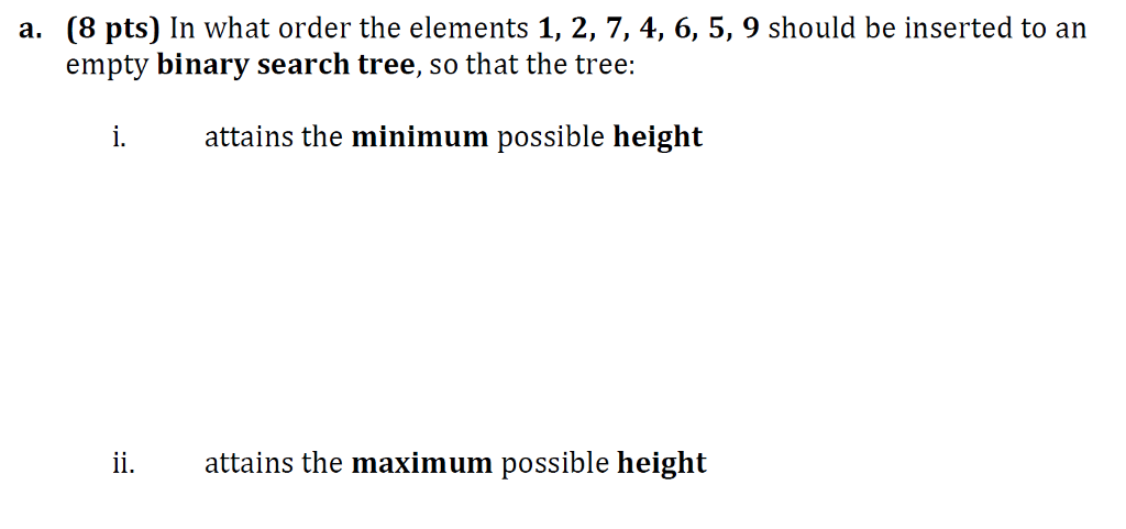 In what order the elements 1, 2, 7, 4, 6, 5,