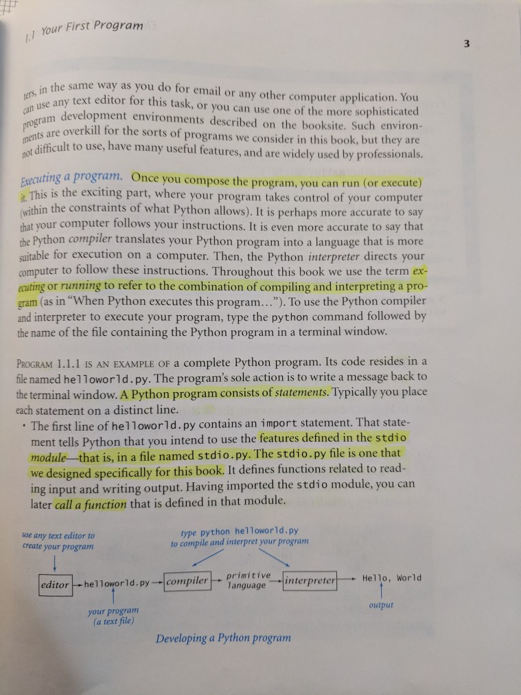 the code in text editor Geany. This code phrases import, stdio, import,