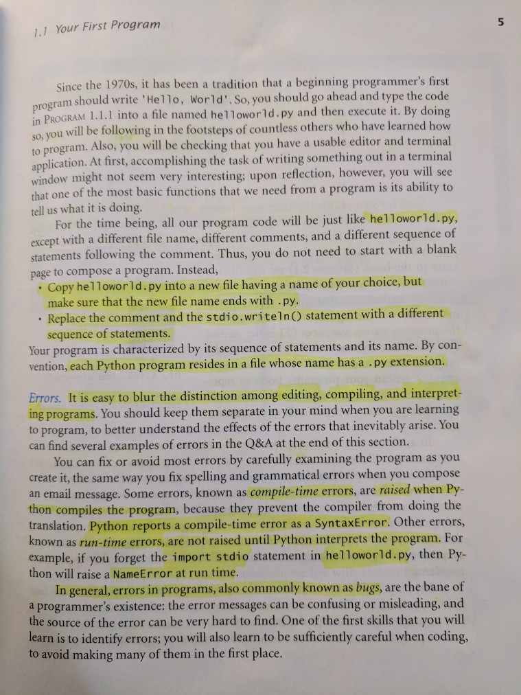 be using a different text editor? Elements of Programming .1 Your First