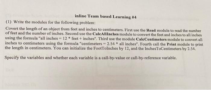 problem solving inline Team based Learning \#4 (1) Write the modules for