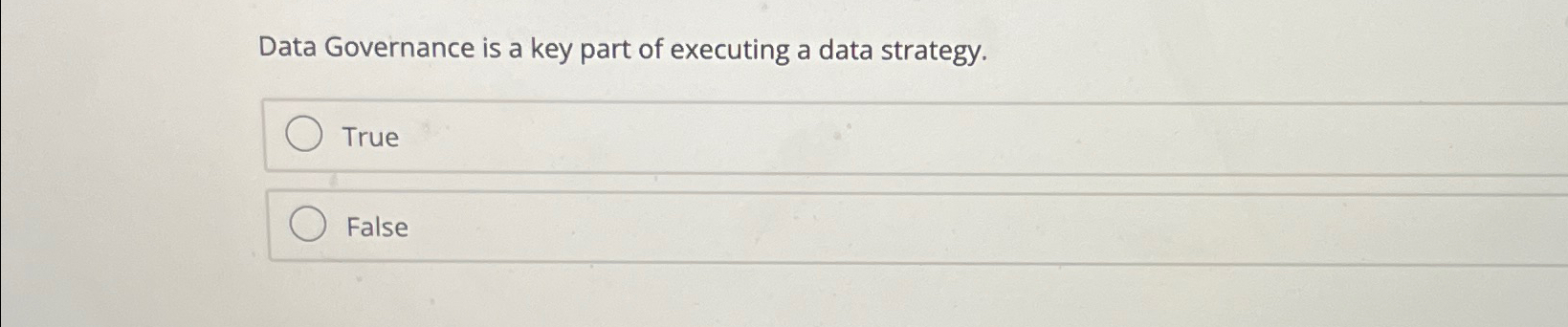  Data Governance is a key part of executing a data strategy.