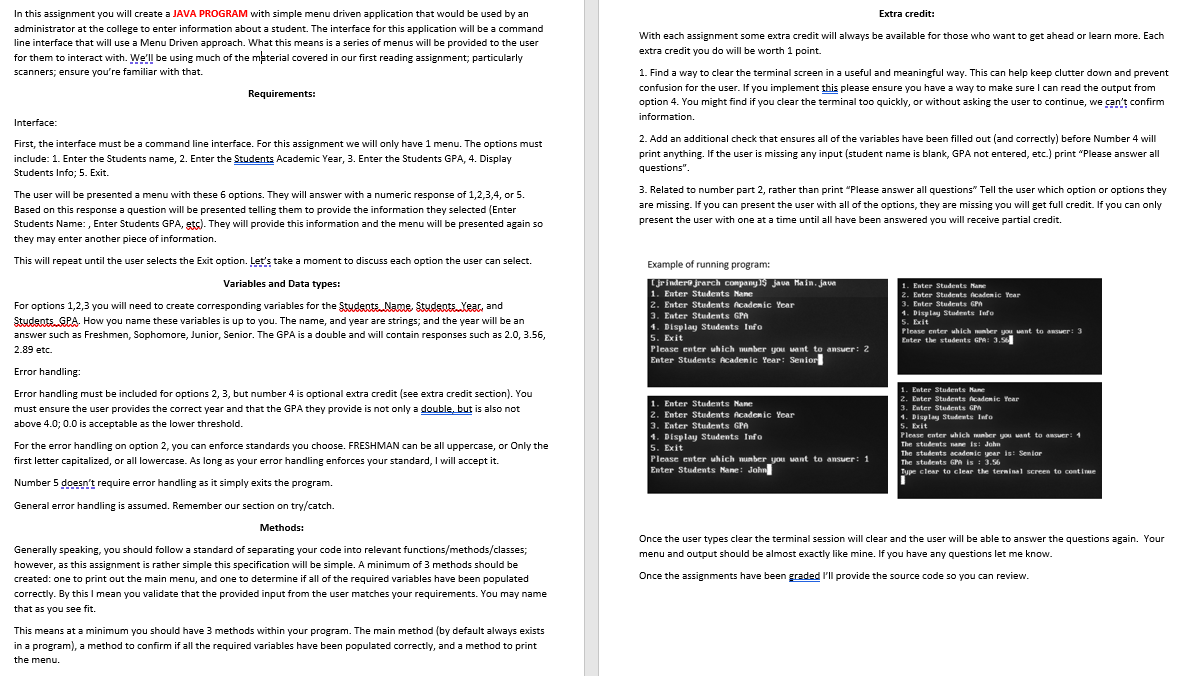  Please help with this Java Assignment: Extra credit: In this assignment