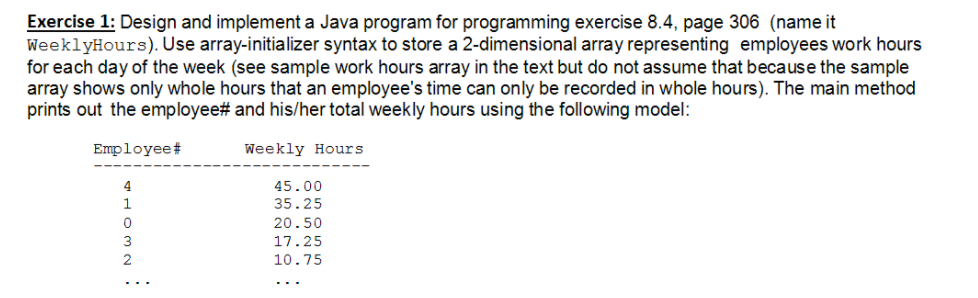 JAVA PROGRAMMING:- Exercise 1: Design and implement a Java program for programming
