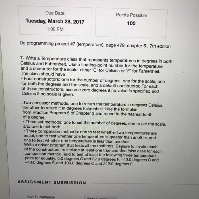  Java programming Write a Temperature class that represents temperatures in degrees