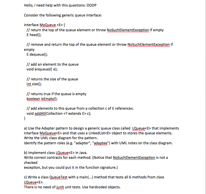Help with this Hello, I need help with this questions: OODP Consider
