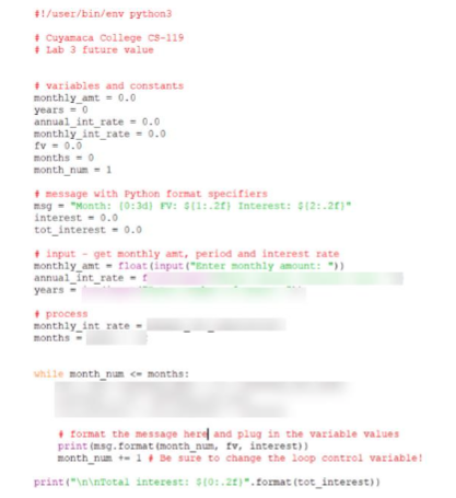 future value of an investment. The user will enter a monthly amount,