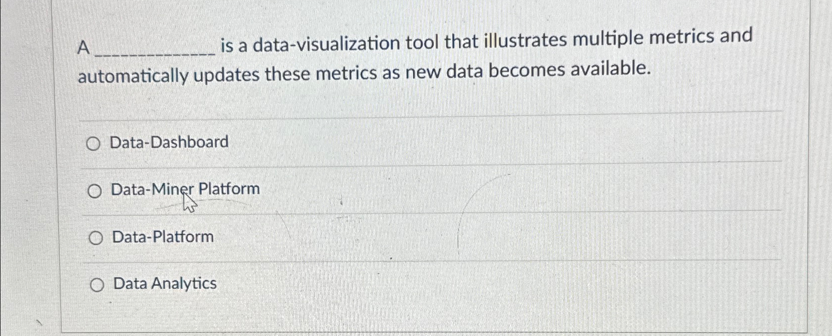  A is a data-visualization tool that illustrates multiple metrics and automatically