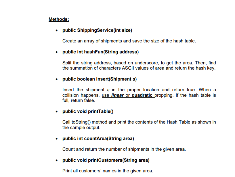 store the shipments information for a shipping company. The program allows you