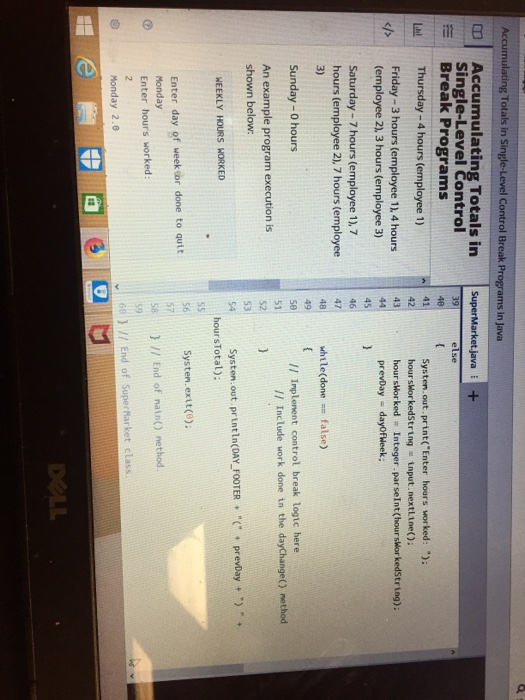 a supernarket. The report Itsts total hours for 3/I each day of