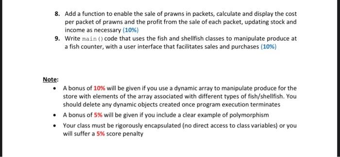 for a fishmonger's counter, with reference to the Table below. 1. Implement