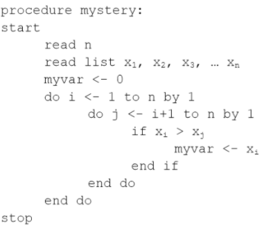 Considering the following pseudocode, a) what does this procedure do? Explain succinctly
