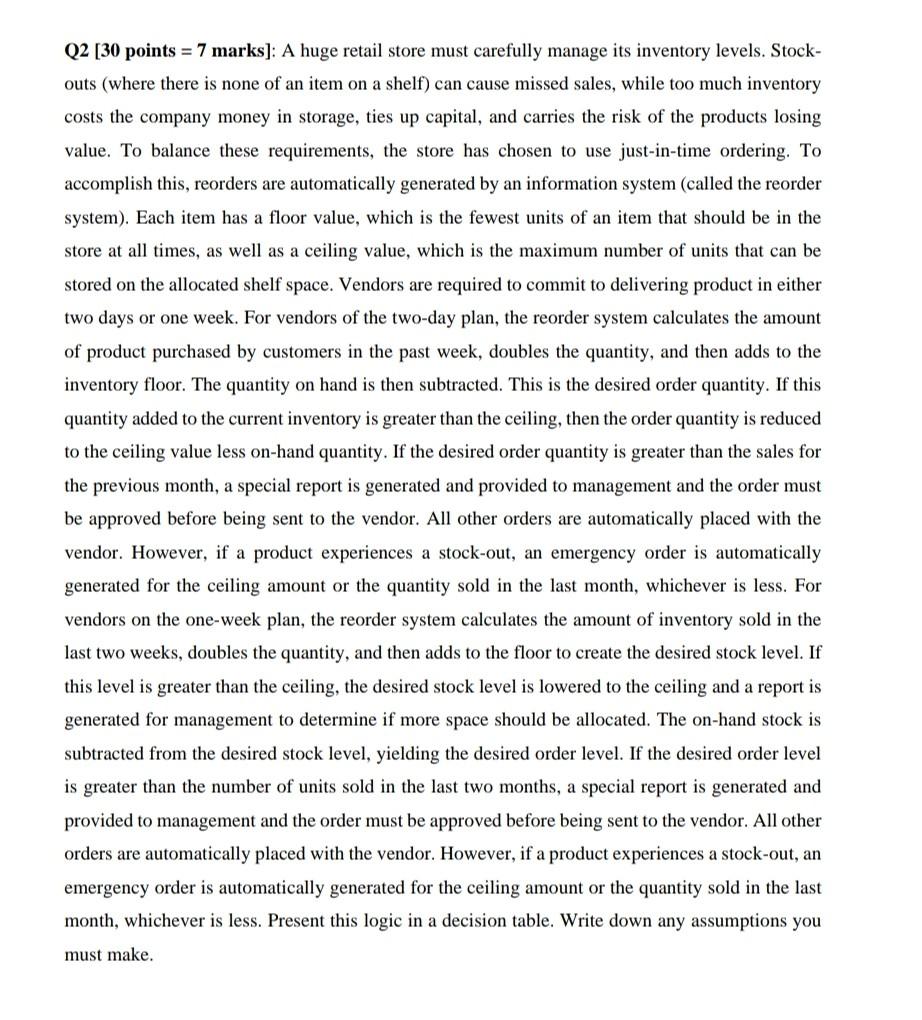  make a creative decision table and write clear notes system analysis