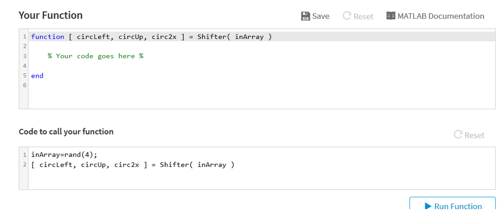 a function Shifter that takes a 2D array inArray and: i) create