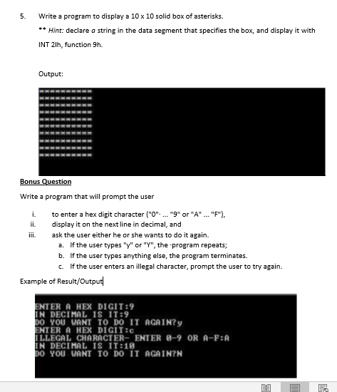  Answer All Questions Using Visual Studio with MASM format Write a