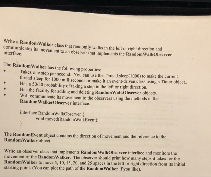  Please use java programming. Use classes and do exactly what the
