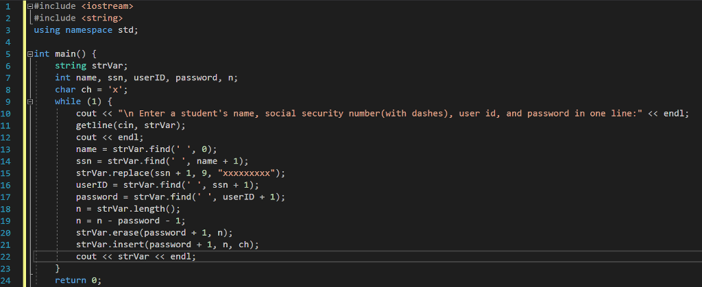 Use C-strings instead of strings library to solve the same problem above