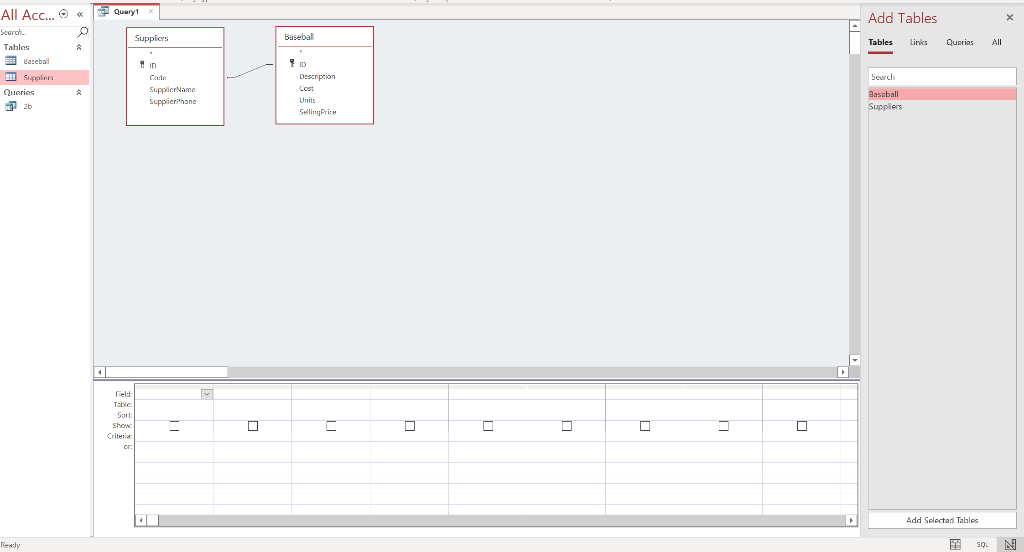 for Suppliers, set the primary key, input data (Note: the supplier data