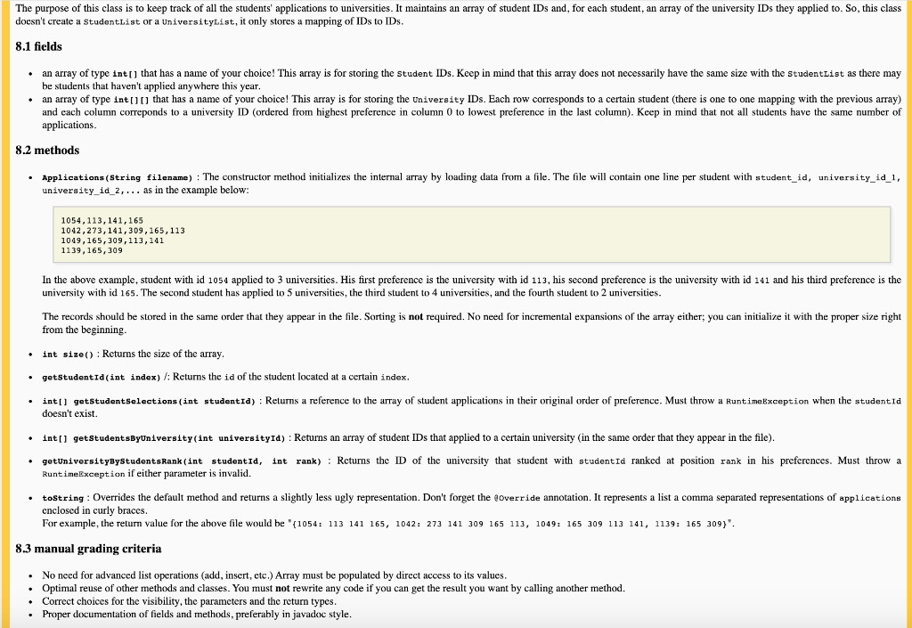 initializes the above fields. getid, getName, get SAT : Getter methods copy