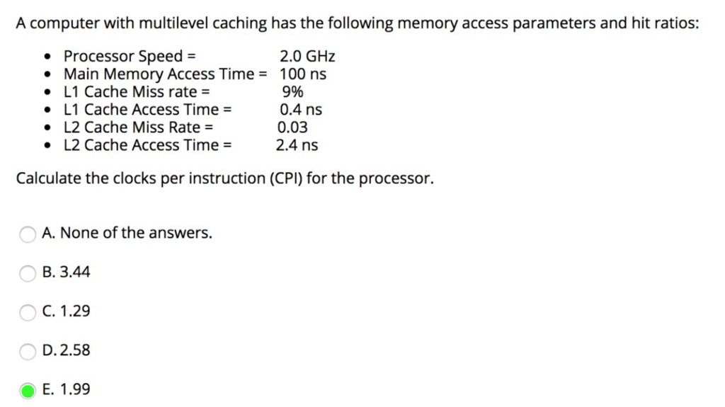  Risc_V Processor A computer with multilevel caching has the following memory