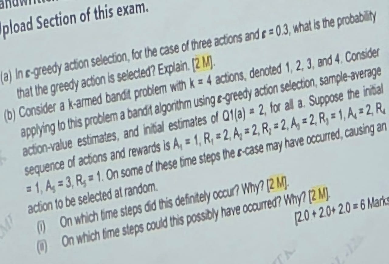  (a) In s-greedy action selection, tor the case of three actions