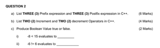 (6 Marks) (4 Marks) QUESTION 2 a) List THREE (3) Prefix