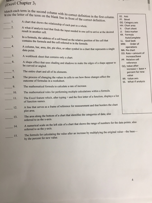 Match each term in the second column with its correct definition