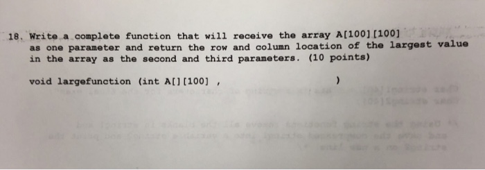  18, write a complete function that will receive the array A(100110