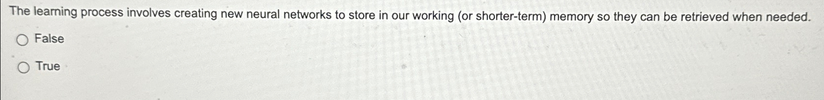  The learning process involves creating new neural networks to store in