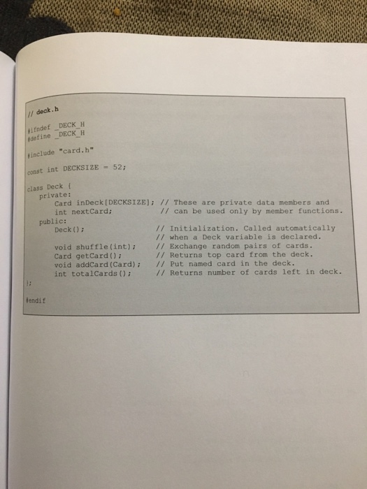 the interface (member functions) to each of the classes. You should or