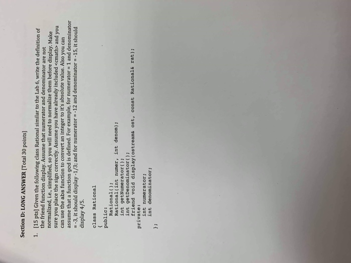  Section D: LONG ANSWER [Total 30 points) 1. (15 pts] Given