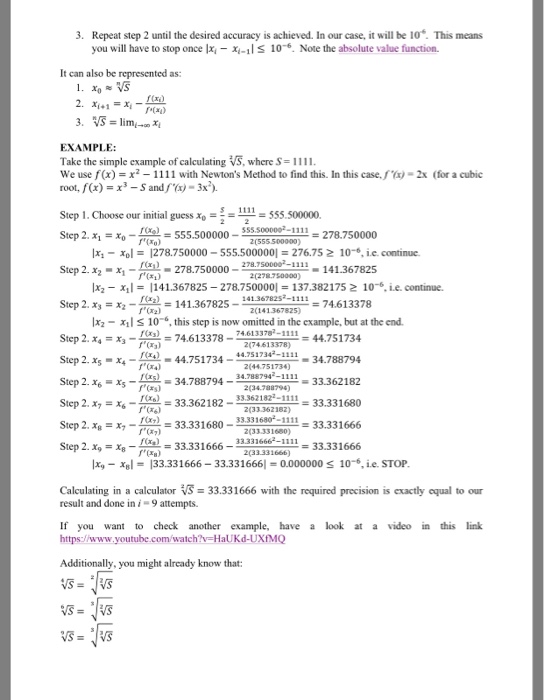 that will compute the nh root of a number by using a