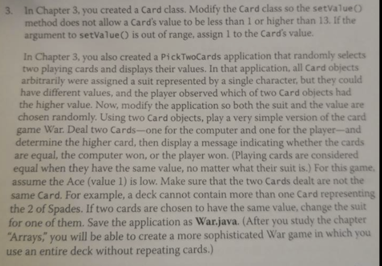  3. In Chapter 3, you created a Card class. Modify the
