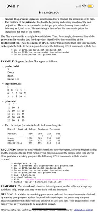 wishes to forocast the cost of producing various bakery products during the