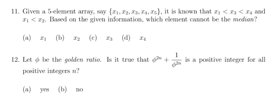  Please provide the right answer. Thanks 11. Given a 5-element array,