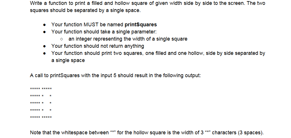 In C++ Write a function to print a filled and hollow square