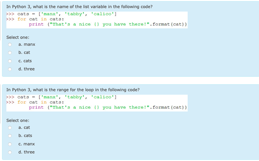  In Python 3, what is the name of the list variable