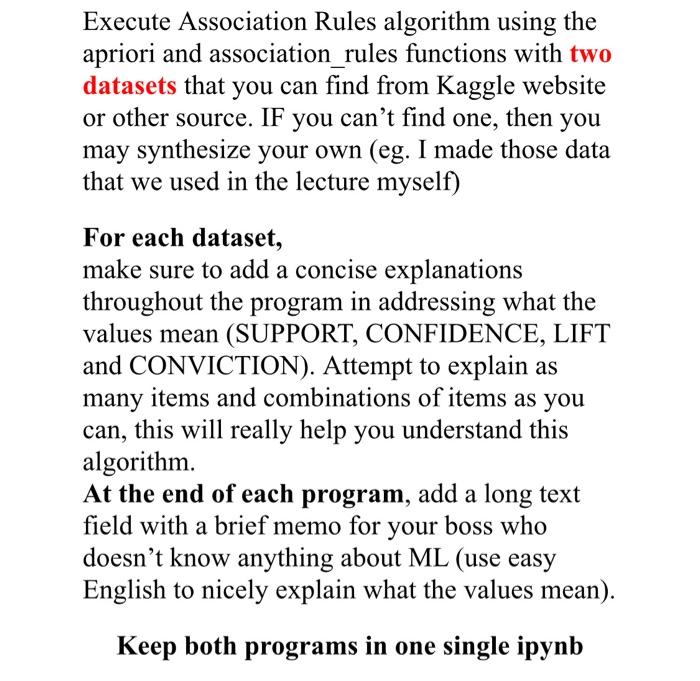  Execute Association Rules algorithm using the apriori and association_rules functions with