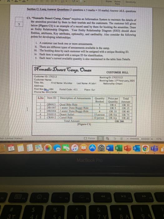  Styles Section C: Long Answer Oestions (2 questions x 5 marks