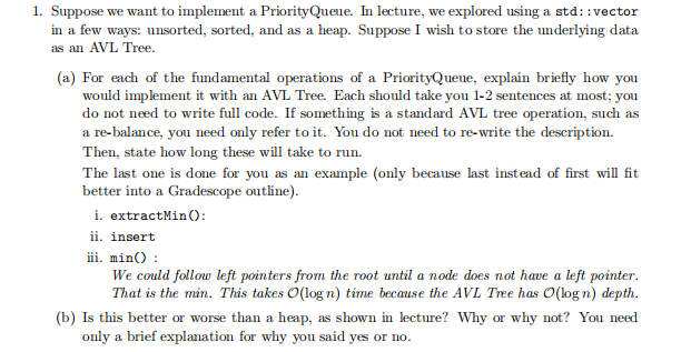 Question about Data Structure Implement & Analysis (C++) 1. Suppose we want