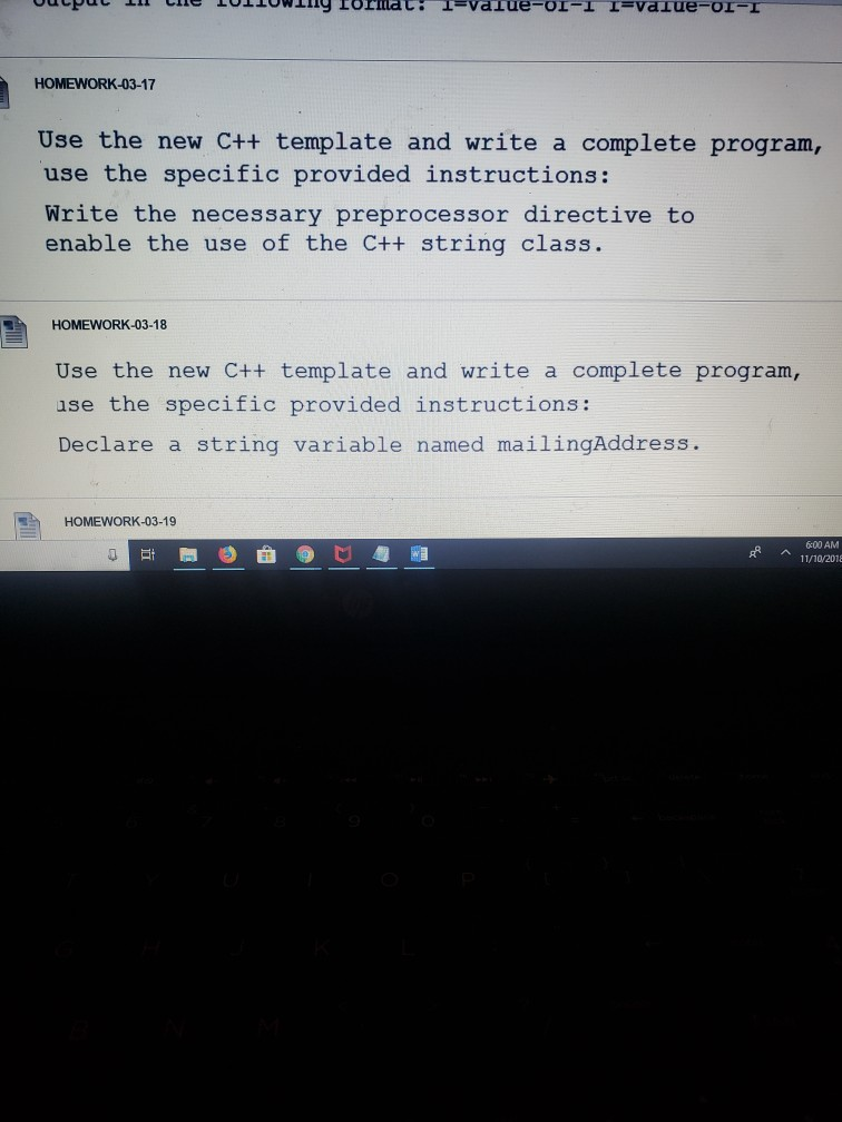 complete program, use the specific provided instructions: Write a declaration for a