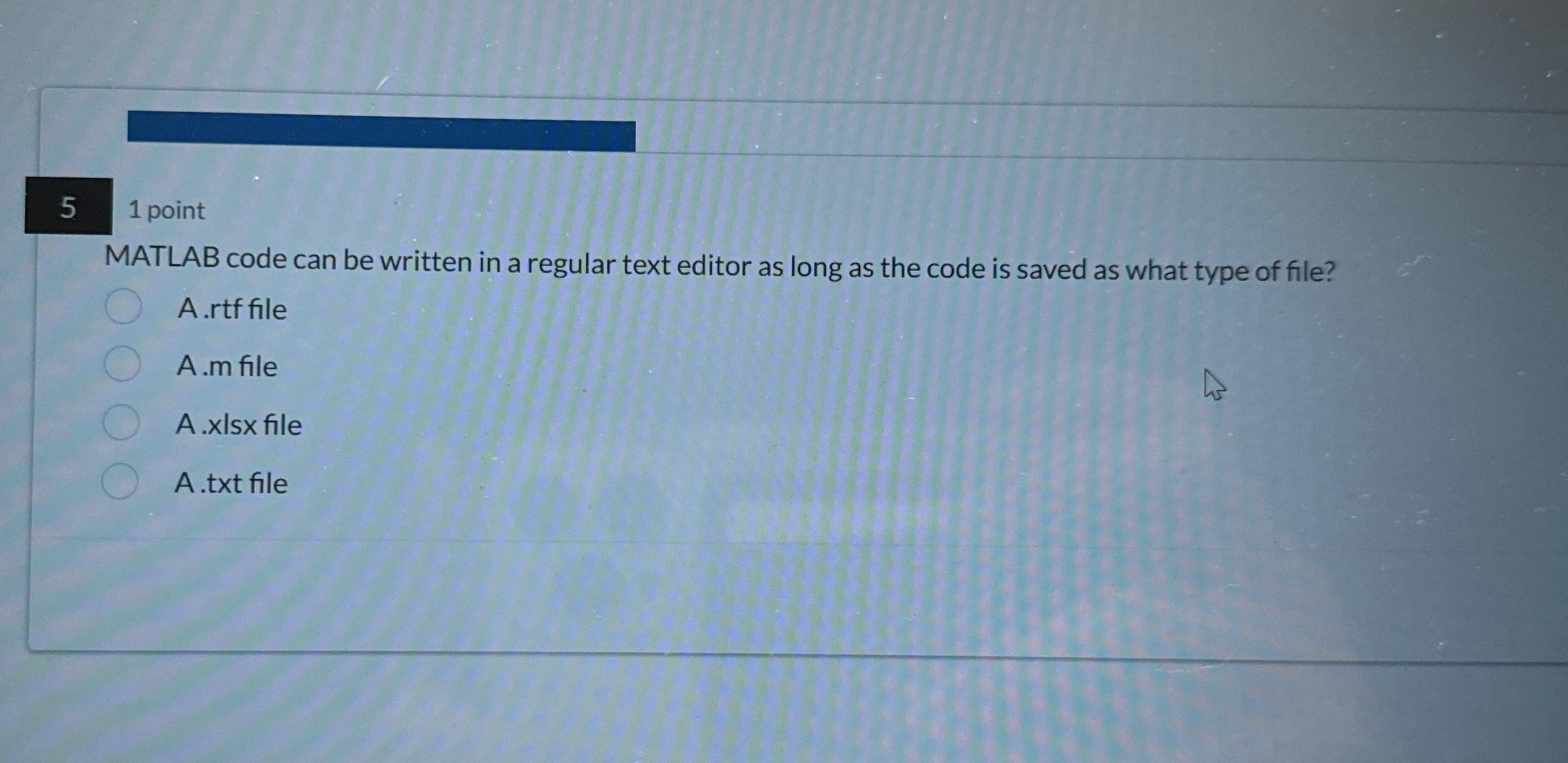  51 point MATLAB code can be written in a regular text
