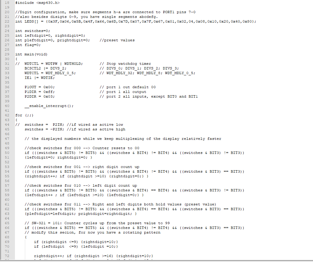 C. [20] 5) Write a C program using the MSP430G2553 Launchpad which