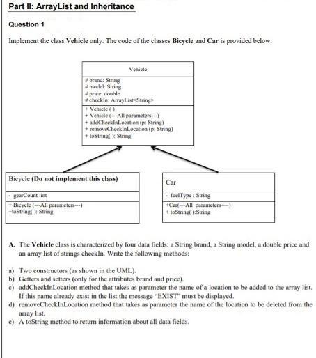 code provided below. For all classes implement only the getters that you