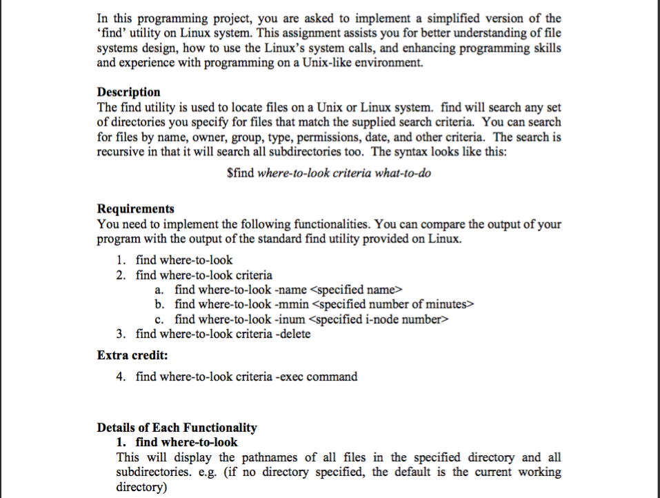  In this programming project, you are asked to implement a simplified