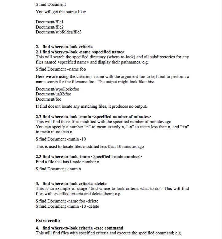 version of the 'find' utility on Linux system. This assignment assists you