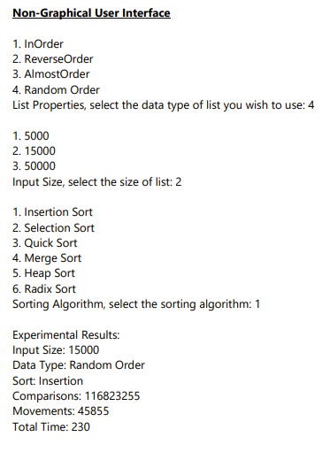 utilizing 4 different data types. insertionSort.java, selectionSrot.java, quicksort.java, HeapSort.java, RadixSort.java, and MergeSort.java