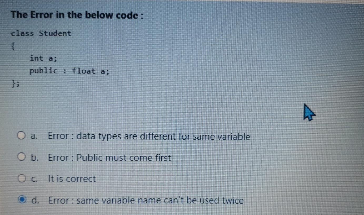 some help please The Error in the below code : class Student
