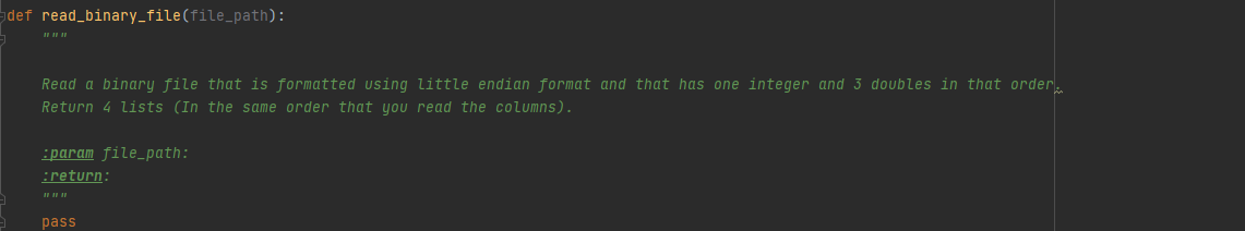  def read_binary_file(file_path): Read a binary file that is formatted using little